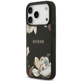 Husa pentru iPhone 17 Pro, Guess Grained Flowers MagSafe (GUHMP17LPGNMPLMK), negru