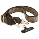 Husa pentru iPhone 17 Air, Guess 4G Strass Logo cu Big Strap Metal Button MagSafe (GUHMP17MP4G4DCSW), maro