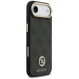 Husa pentru iPhone 17 Air, Guess 4G Strass Logo cu Big Strap Metal Button MagSafe (GUHMP17MP4G4DCSK), negru