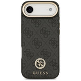 Husa pentru iPhone 17 Air, Guess 4G Strass Logo cu Big Strap Metal Button MagSafe (GUHMP17MP4G4DCSK), negru