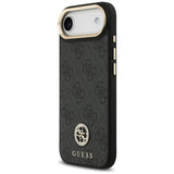 Husa pentru iPhone 17 Air, Guess 4G Strass Logo cu Big Strap Metal Button MagSafe (GUHMP17MP4G4DCSK), negru