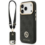 Husa pentru iPhone 17 Pro, Guess 4G Strass Logo cu Big Strap Metal Button MagSafe (GUHMP17LP4G4DCSK), negru