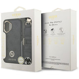 Husa pentru iPhone 17, Guess 4G Strass Logo cu Big Strap Metal Button MagSafe (GUHMP17SP4G4DCSK), negru