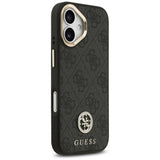 Husa pentru iPhone 17, Guess 4G Strass Logo cu Big Strap Metal Button MagSafe (GUHMP17SP4G4DCSK), negru