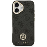 Husa pentru iPhone 17, Guess 4G Strass Logo cu Big Strap Metal Button MagSafe (GUHMP17SP4G4DCSK), negru