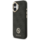 Husa pentru iPhone 17, Guess 4G Strass Logo cu Big Strap Metal Button MagSafe (GUHMP17SP4G4DCSK), negru