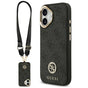 Husa pentru iPhone 17, Guess 4G Strass Logo cu Big Strap Metal Button MagSafe (GUHMP17SP4G4DCSK), negru