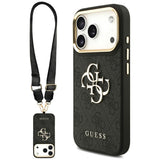 Husa pentru iPhone 17 Pro, Guess Big 4G Classic Logo cu Big Strap Metal Buttons (GUHCP17LP4G4BCSK), negru