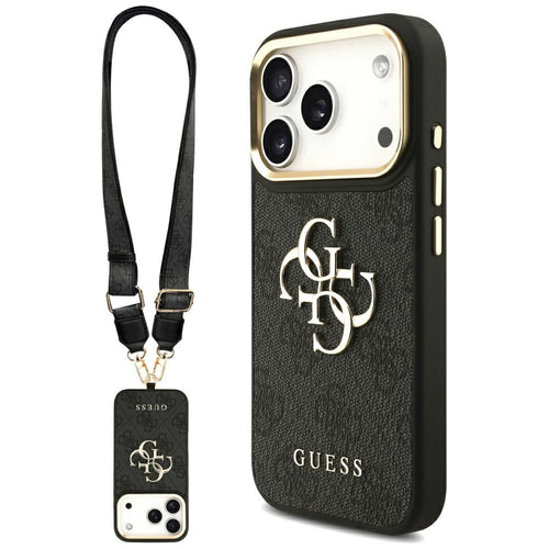 Husa pentru iPhone 17 Pro, Guess Big 4G Classic Logo cu Big Strap Metal Buttons (GUHCP17LP4G4BCSK), negru