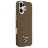Husa pentru iPhone 17, Guess Hardcase Triangle Logo MagSafe (GUHMP17SPSDTSCMW), maro