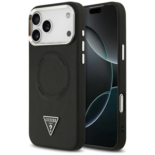Husa pentru iPhone 17 Pro, Guess Hardcase Triangle Logo MagSafe (GUHMP17LPSDTSCMK), negru