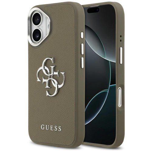 Husa pentru iPhone 17, Guess Hardcase Grained Big 4G Classic Logo (GUHCP17SPG4SMCEW), maro