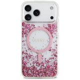Husa pentru iPhone 17 Pro Max, Guess Resin Bottom Glitter MagSafe (GUHMP17XRGRGEP), roz
