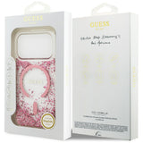 Husa pentru iPhone 17 Pro, Guess Resin Bottom Glitter MagSafe (GUHMP17LRGRGEP), roz