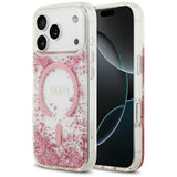 Husa pentru iPhone 17 Pro, Guess Resin Bottom Glitter MagSafe (GUHMP17LRGRGEP), roz