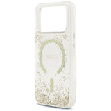 Husa pentru iPhone 17 Pro, Guess Resin Bottom Glitter MagSafe (GUHMP17LRGRGED), auriu
