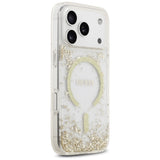 Husa pentru iPhone 17 Pro, Guess Resin Bottom Glitter MagSafe (GUHMP17LRGRGED), auriu