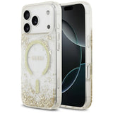 Husa pentru iPhone 17 Pro, Guess Resin Bottom Glitter MagSafe (GUHMP17LRGRGED), auriu