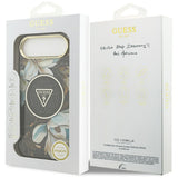 Husa pentru iPhone 17 Air, Guess IML Metal Glitter Flowers Triangle MagSafe (GUHMP17MHFLPEDK), negru
