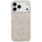 Husa pentru iPhone 17 Pro Max, Guess Hardcase 4G Double Card Triangle (GUHCP17XP4TPP), roz
