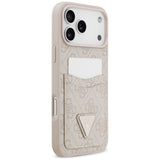 Husa pentru iPhone 17 Pro Max, Guess Hardcase 4G Double Card Triangle (GUHCP17XP4TPP), roz