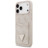 Husa pentru iPhone 17 Pro Max, Guess Hardcase 4G Double Card Triangle (GUHCP17XP4TPP), roz