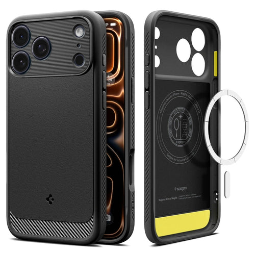 Husa pentru iPhone 17 Pro, Spigen Rugged Armor MagSafe (ACS10329), negru