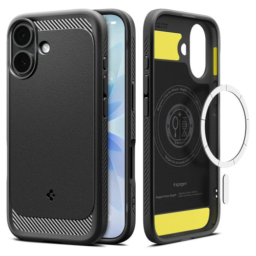 Husa pentru iPhone 17, Spigen Rugged Armor MagSafe (ACS10367), negru