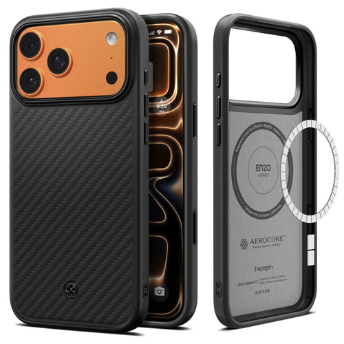 Husa pentru iPhone 17 Pro, Spigen Enzo Aramid T MagSafe (ACS09959), negru