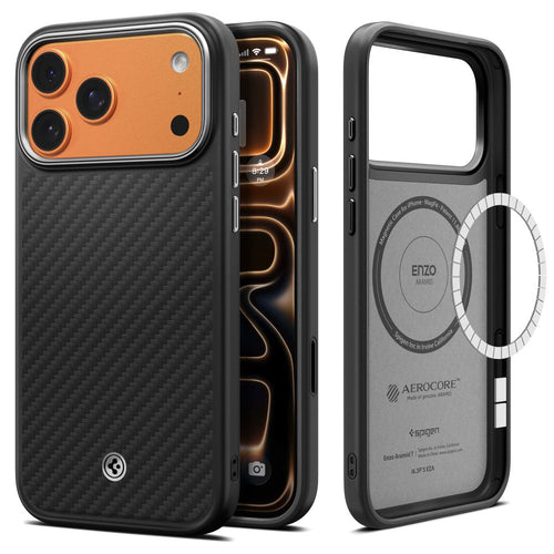 Husa pentru iPhone 17 Pro, Spigen Enzo Aramid T MagSafe (ACS09958), negru