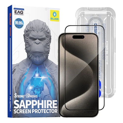 Folie de protectie pentru iPhone 15 Pro Max, Blueo Premium Sapphire Non Breaking / Scratching 9H Glass