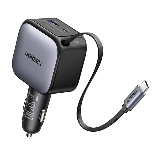 Incarcator auto UGREEN EC602 (55212B), cu Retractabil USB-C cable, USB, Type-C, 60W, negru