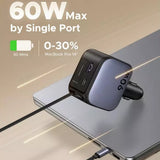 Incarcator auto UGREEN EC603 (55909B), cu Retractabil USB-C Cable, Dual port, 90W, Incarcare rapida, 70cm, negru