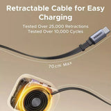 Incarcator auto UGREEN EC603 (55909B), cu Retractabil USB-C Cable, Dual port, 90W, Incarcare rapida, 70cm, negru