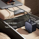 Incarcator auto UGREEN EC603 (55909B), cu Retractabil USB-C Cable, Dual port, 90W, Incarcare rapida, 70cm, negru