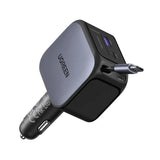 Incarcator auto UGREEN EC604 (55910B), cu Retractabil USB-C Cable, Dual port, 145W, 70cm, negru
