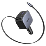 Incarcator auto UGREEN EC604 (55910B), cu Retractabil USB-C Cable, Dual port, 145W, 70cm, negru
