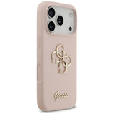 Husa pentru iPhone 17 Pro, Guess Silicone Big 4G Script (GUHCP17LSC4GSMP), roz deschis