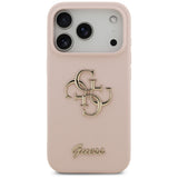 Husa pentru iPhone 17 Pro, Guess Silicone Big 4G Script (GUHCP17LSC4GSMP), roz deschis