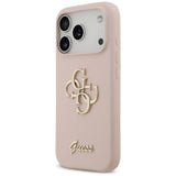 Husa pentru iPhone 17 Pro, Guess Silicone Big 4G Script (GUHCP17LSC4GSMP), roz deschis