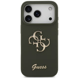 Husa pentru iPhone 17 Pro, Guess Silicone Big 4G Script (GUHCP17LSC4GSMA), kaki