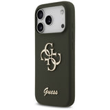 Husa pentru iPhone 17 Pro, Guess Silicone Big 4G Script (GUHCP17LSC4GSMA), kaki