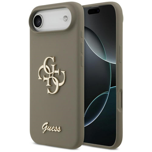 Husa pentru iPhone 17 Air, Guess Silicone Big 4G Script (GUHCP17MSC4GSMW), maro