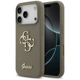 Husa pentru iPhone 17 Pro Max, Guess Silicone Big 4G Script (GUHCP17XSC4GSMW), maro