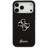 Husa pentru iPhone 17 Pro Max, Guess Silicone Big 4G Script (GUHCP17XSC4GSMK), negru