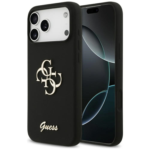 Husa pentru iPhone 17 Pro Max, Guess Silicone Big 4G Script (GUHCP17XSC4GSMK), negru