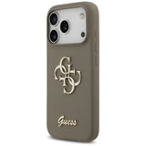Husa pentru iPhone 17 Pro, Guess Silicone Big 4G Script (GUHCP17LSC4GSMW), maro