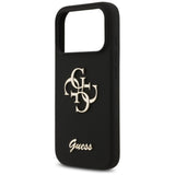 Husa pentru iPhone 17 Pro, Guess Silicone Big 4G Script (GUHCP17LSC4GSMK), negru