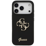 Husa pentru iPhone 17 Pro, Guess Silicone Big 4G Script (GUHCP17LSC4GSMK), negru