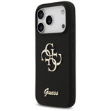 Husa pentru iPhone 17 Pro, Guess Silicone Big 4G Script (GUHCP17LSC4GSMK), negru